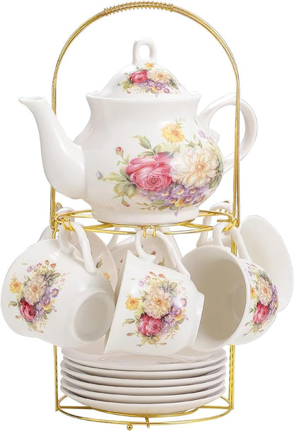 20-Pieces Porcelain Tea Sets For Women, Tea Set For Adult - Image 2
