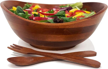 Woodard & Charles Wood Salad Bowl w/Servers, 11.75" x 11" x 5", Popcorn and by WoodardandCharles