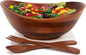 Woodard & Charles Wood Salad Bowl w/Servers, 11.75" x 11" x 5", Popcorn and by WoodardandCharles
