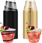 Gejoy 9 oz Rimmed Swirl Plastic Cups Disposable Wine Drinking Cups Clear Elegant Halloween Tumblers for Christmas Party Supplies(Black, Gold,50 Pcs)