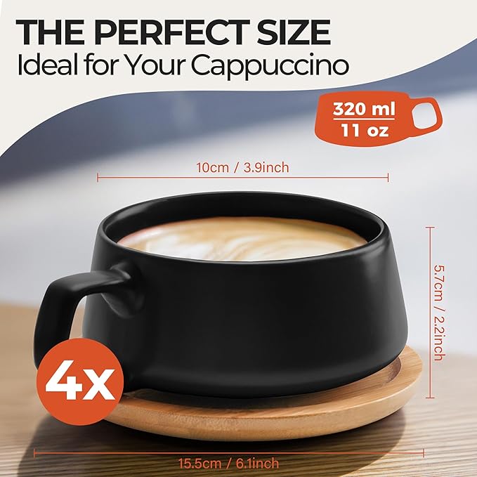MIAMIO - Cappuccino Cup Set of 4, Wide - Luxe | Ceramic cappuccino cups and - Image 6