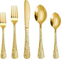 Runfly Vintage Carved Gold Stainless Steel 20-Piece Flatware Set | Silverware by Runfly