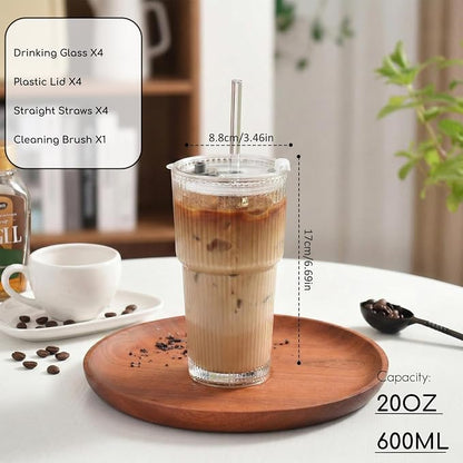 Haundry 20oz Ribbed Glass Cups - Image 2