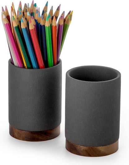 Ceramic Pen Holder for Desk, Pencil Cup, | Organizer and Makeup Brush Holder by Officepal