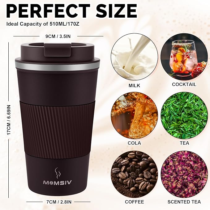 MOMSIV 17oz Travel Coffee Mug, Insulated Coffee Cup - Image 2