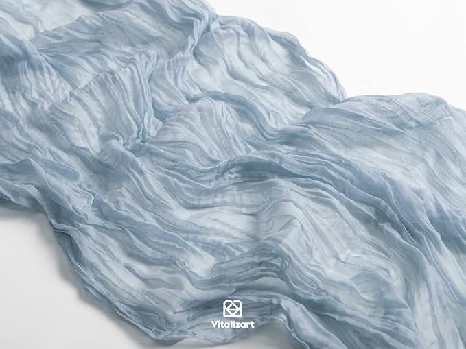 Vitalizart Cheesecloth Table Runner Blue 10ft Gauze Boho Rustic | 120 Inches - Image 3