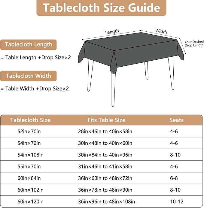 Faux Linen Fabric Rectangle Grey Table Cloth 55 x 70 Inch Textured Stain Resistant & Washable Gray Rectangular Tablecloth Reusable for Dining Kitchen Party