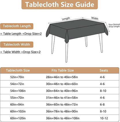 Faux Linen Fabric Rectangle Grey Table Cloth Textured Stain Resistant & Washable Gray Rectangular Tablecloth Reusable for Dining Kitchen Party 54 x 72 Inch