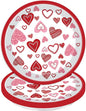 24Pcs Valentines Paper Plates Red Lovely Heart Love Dessert Disposable Paper Plates for Engagements Weddings Anniversary Birthday Tableware Party Supplies Decorations