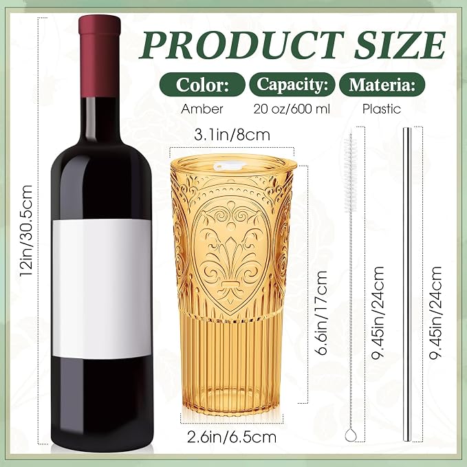16 Set 20oz Vintage Plastic Tumbler - Image 2