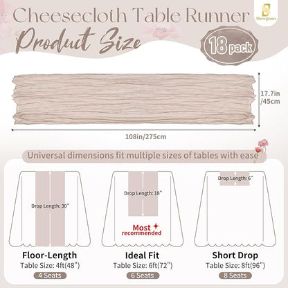 Showgeous 18 Pack Rosy Brown Cheesecloth Table Runner, 17 x 108 Inches | Boho - Image 2