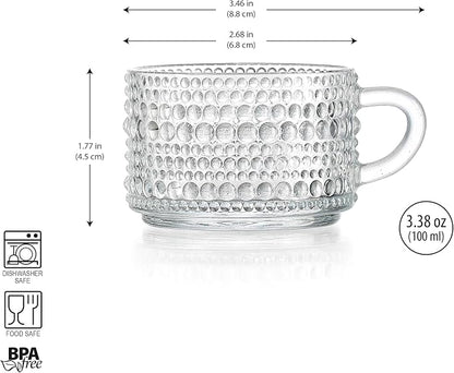 Glaver's Espresso Cups, Small 3 oz Set of 6 Shot Glasses Coffee Espresso Mugs - Image 3