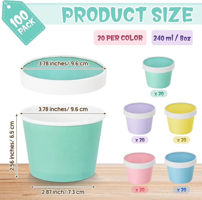 Fulmoon 100 Pack Paper Soup Containers - Image 2