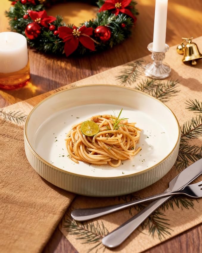 famiware Star 8.25" Pasta Bowls Set of 6, Bowl Plates, Salad Bowls - Image 3
