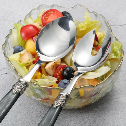 2-piece Salad Servers Stainless Steel Salad Serving Set Salad Fork and Spoon - Image 6