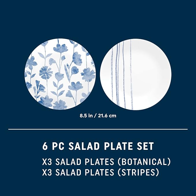 Corelle 6-Piece 8.5" Vitrelle Glass Lunch Plates Lightweight, Scratch Resistant - Image 5