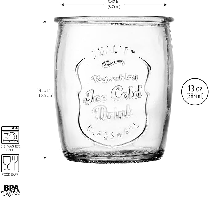 Glaver's Glass Tumblers Premium Drinking Glasses set Of 4 Genuine Artisan-Made - Image 2