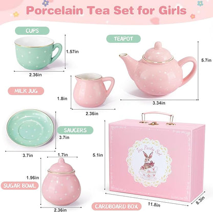 Porcelain Tea Set for Toddlers, Tea Party Set for Little Girls, Kids Tea Set - Image 2