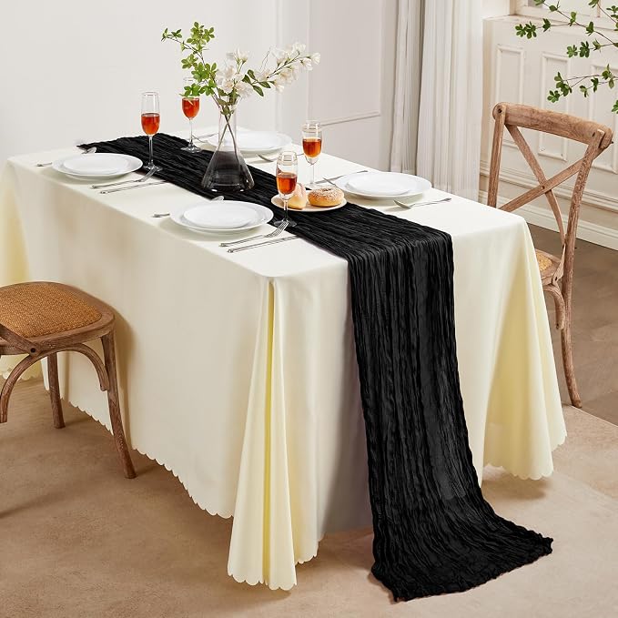 AGIRL 6 Pack Black Cheesecloth Table Runner 10FT Boho Gauze Home Decor | Rustic - Image 6