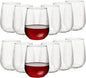 UMEIED 12 Pack Textured Glass Cups, 490ml | Elegant Vertical Ribs, Flat Base by UMEIED