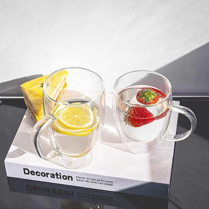Espresso Cups Set Of 2 12 Oz, Double Walled Glass Coffee Mugs - Image 7