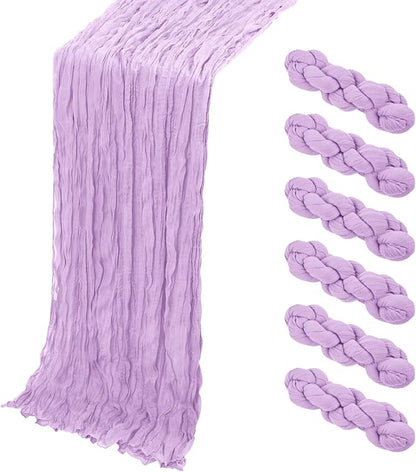 6 Pack Lavender Cheesecloth Table Runner, 17 x 108 Inch, Gauze Cheese Cloth by Yorcari