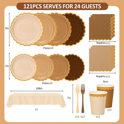 Brown Plates and Napkins Party Supplies - Image 2