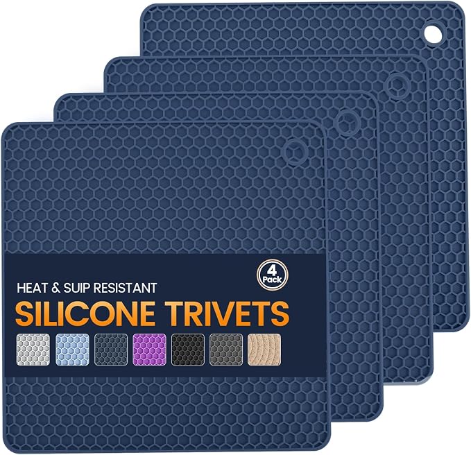 Silicone Trivet Mats 4 Heat Resistant Pot Holders Multipurpose Non-Slip Hot Pads by Unknown