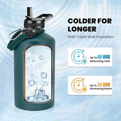 RAYMYLO One Gallon Water Bottle Insulated 128 oz, Stainless Steel | Triple - Image 2