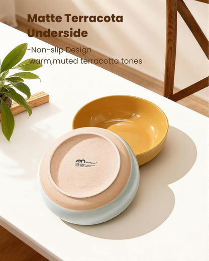 Pasta Bowls Set of 8, 34oz Speckled Ceramic Bowls Set for Serving Salad, Pasta, Soup, Dinner, 8" Wide and Deep Bowls, Dishwasher & Microwave Safe, Matte Terracotta Base (Mixed Color)