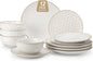 MALACASA 12 Pieces Dinnerware Sets, Farmhouse Plates and Bowls Sets, Embossed by MALACASA