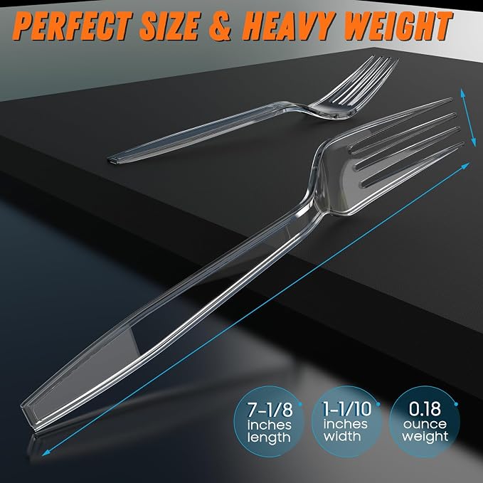 360pc 7.1" Clear Plastic Forks Heavy Duty - Image 5