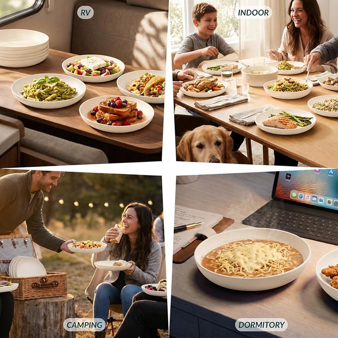 Wheat Straw Dinner Plates Set of 8, Unbreakable, Dishwasher & Microwave Safe - Image 7