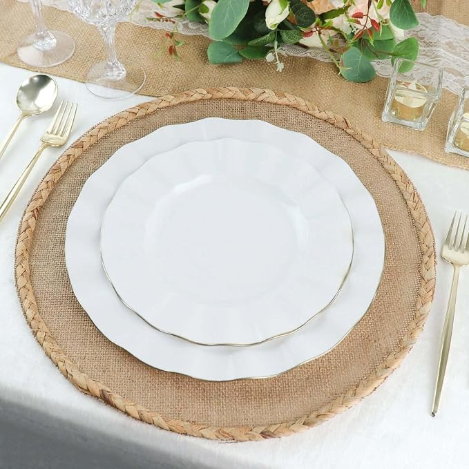 Efavormart 9" Salad Plates – Set of 10 Plastic White Round Disposable Plates - Image 6