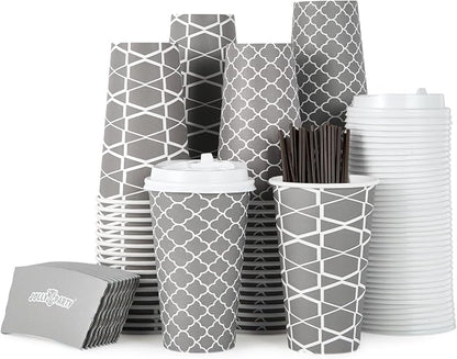 JOLLY PARTY 16 oz Paper Coffee Cups, Disposable Coffee Cups by JOLLYPARTY