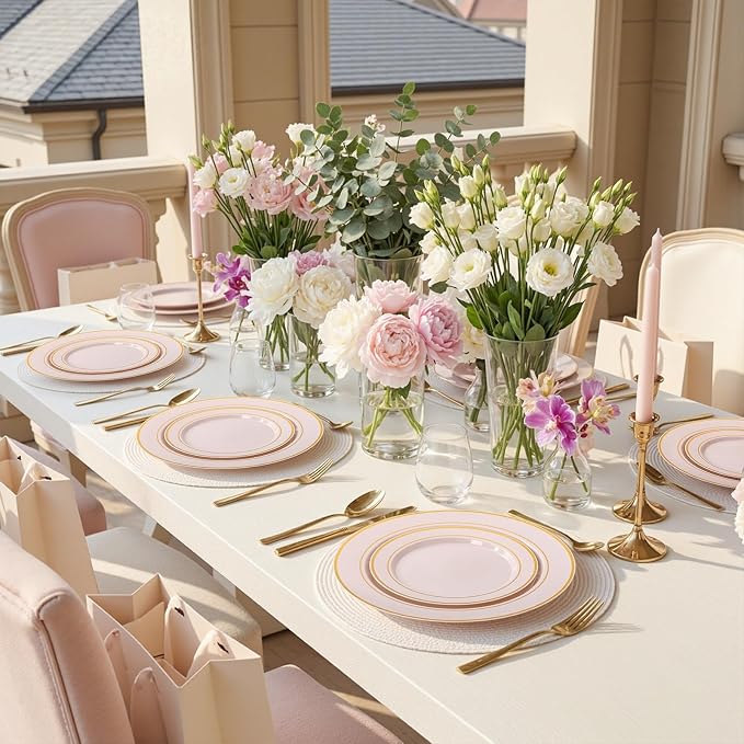 175PCS Pink plastic Plates - Image 7