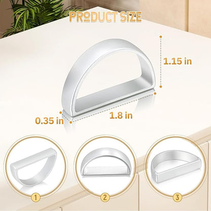 KPOSIYA Napkin Rings Set of 20, Metal Silver Napkin Rings Bulk for Table Settings, D-Shape Napkin Holders Rings for Dinner Table Decor, Easter, Fall,Thanksgiving, Christmas, Party,（Silver 20 pcs）