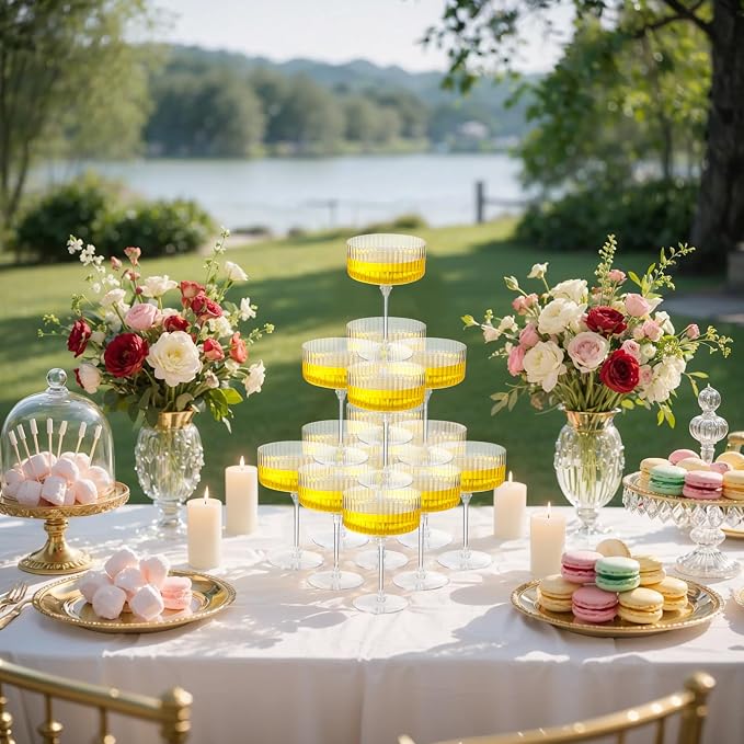 LIYH 20 Pcs Plastic Champagne Glasses 10 Oz Cocktail Coupe Glasses Champagne - Image 6