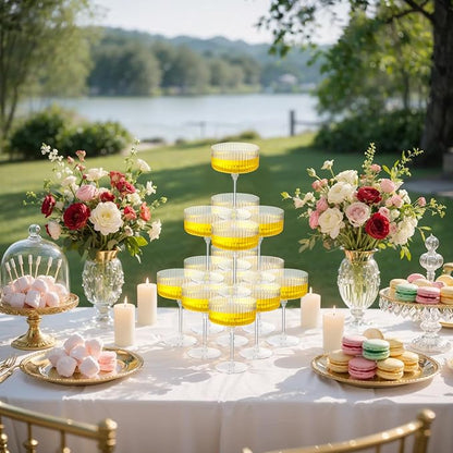 LIYH 20 Pcs Plastic Champagne Glasses 10 Oz Cocktail Coupe Glasses Champagne - Image 6