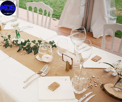 MDS® Pack of 15 Natural Burlap Table Runner, 12 x 72 Inch, Jute Vintage Rustic - Image 2