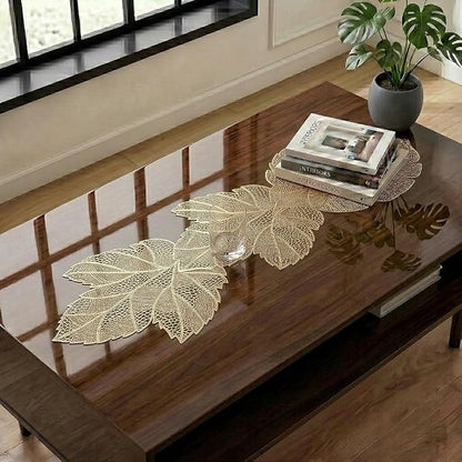 FAVE Gold Small Table Runner 36 Inch Dresser Vinyl Runner | Heat Resistant - Image 5