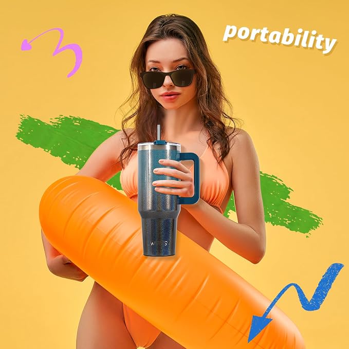 30 oz Shiny Tumbler with Handle and Straw, Stainless Steel Tumbler with Lid and - Image 5