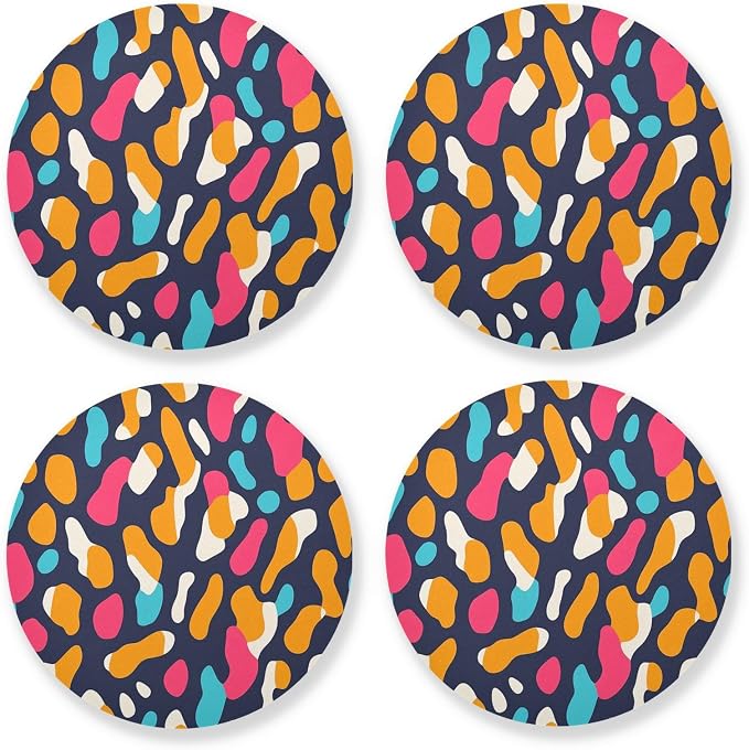 Modern Leopard Pattern 4 Pcs Aesthetic Drink Coasters Heat Resistant by KLL