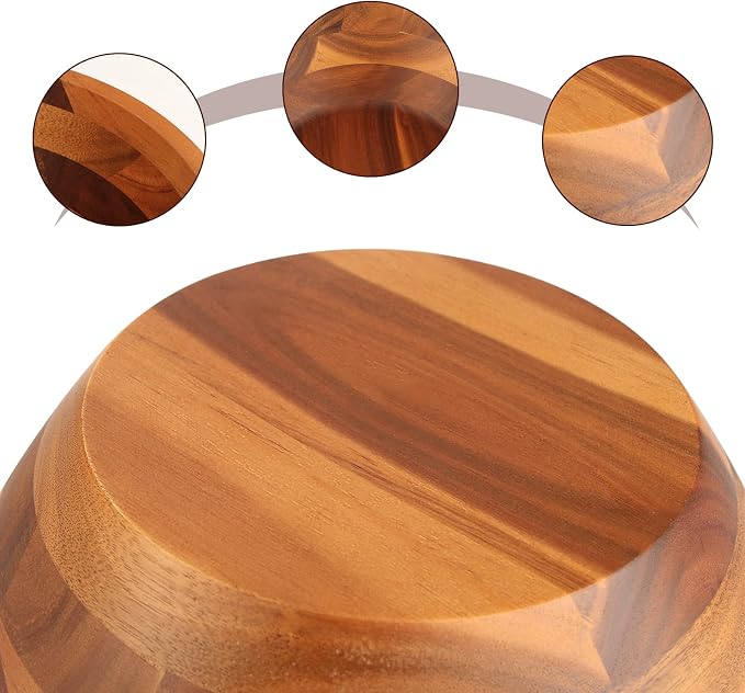 AIDEA Acacia Wood Serving Bowl for Fruits or Salads, Wooden Single Salad Bowl - Image 6