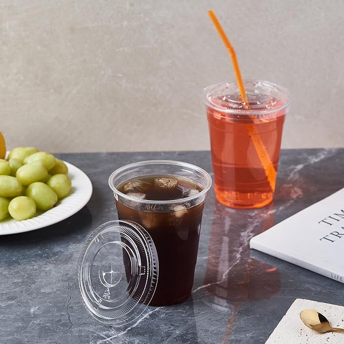 FULING Clear Plastic Cups With Lids Disposable Cups - Image 5