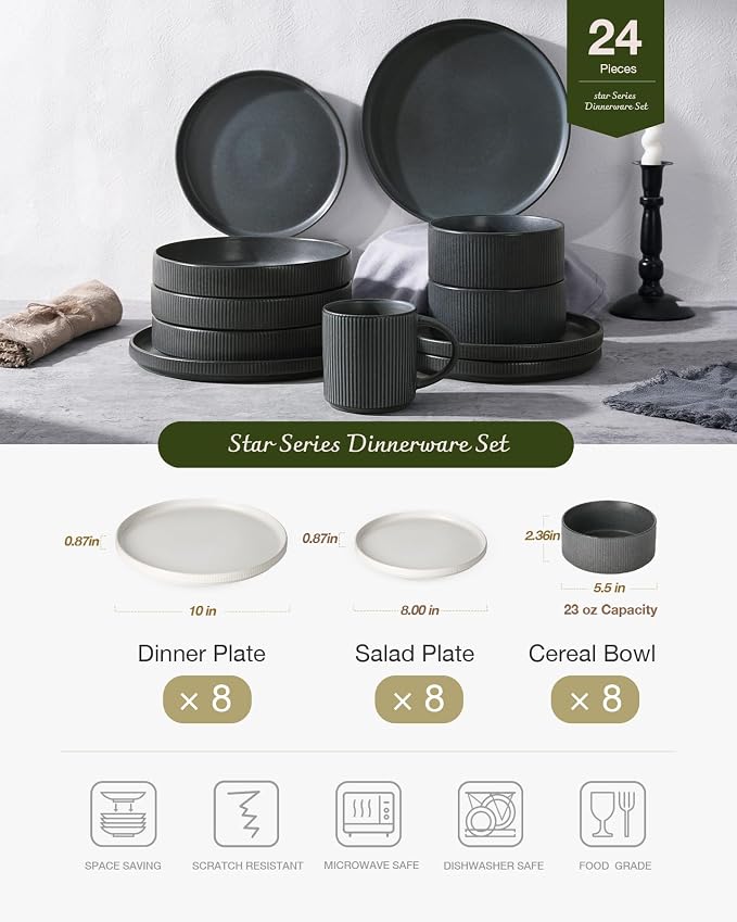Famiware Star Ceramic Plates and Bowls Sets, Reactive Glaze Dishes - Image 3