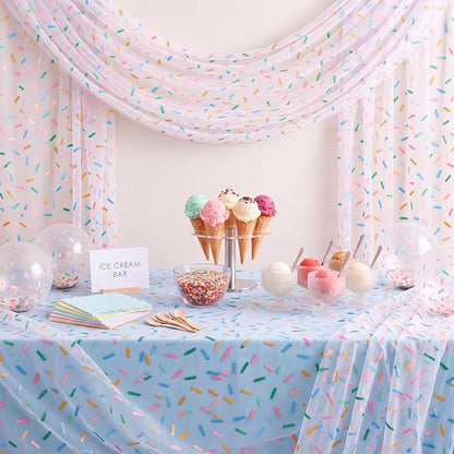 4 Pcs Sprinkles Table Runners 29 x 70 Inch Glitter Ice Cream Sprinkle Tulle - Image 5