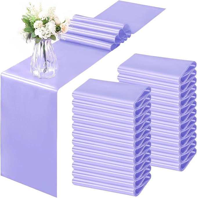 Horbaunal 2 Pack Lavender Satin Table Runner 12 x 108 Inch | Smooth Table by Horbaunal