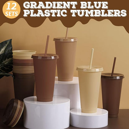 Skylety 12 Pcs Brown Plastic Cups - Image 4