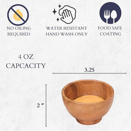 set of 36 Acacia wood small bowls | 3.25 x 2 inches 4 fl oz capcacity | Use - Image 3